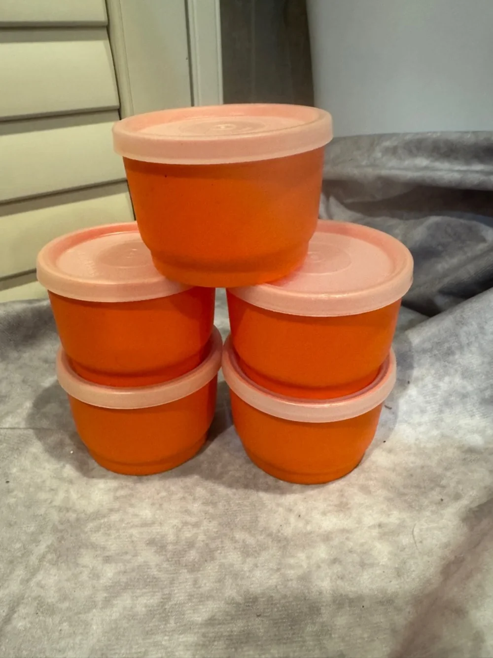 Tupperware‎ Orange salad dressing/Snacks Storage Container Set with Lids